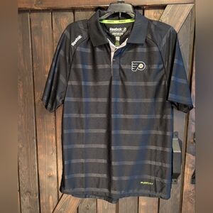 Reebok Black Men's Polo Shirt, Flyers Logo, Size S